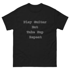 Eat Sleep Guitar Repeat (The popular phrase for maximum search reach!) Musician Humor Guitar Lover Band Member Gift Funny Guitar Shirt Acoustic Guitar / Electric Guitar (Specify based on your design aesthetic!) Shredding (If it fits the style!) Rock and Roll / Rock Enthusiast