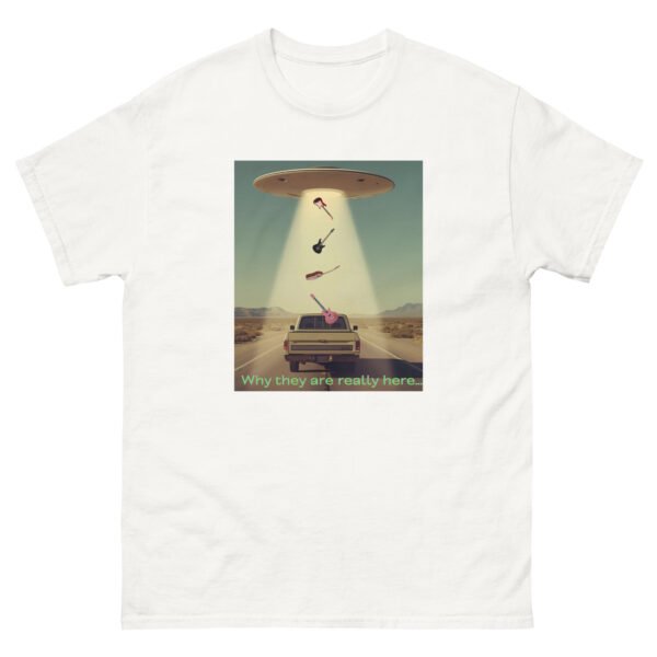 Why They Are Really Here..." Vintage T-Shirt! UFO Guitar Design Unisex classic tee - Image 3