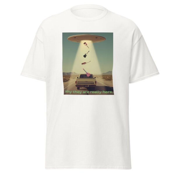 Why They Are Really Here..." Vintage T-Shirt! UFO Guitar Design Unisex classic tee - Image 2