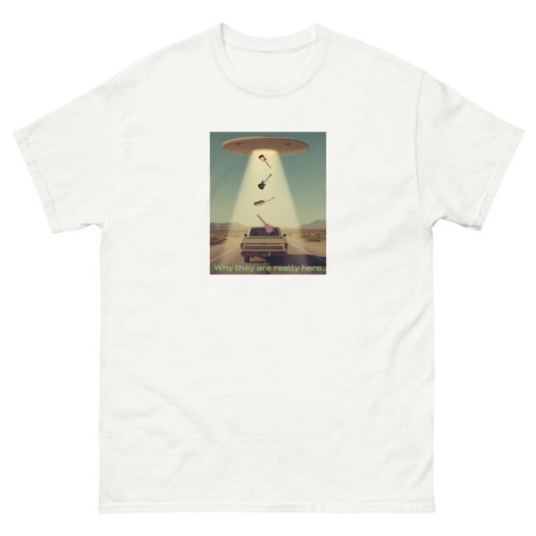 Why They Are Really Here..." Vintage T-Shirt! UFO Guitar Design Unisex classic tee - Image 4